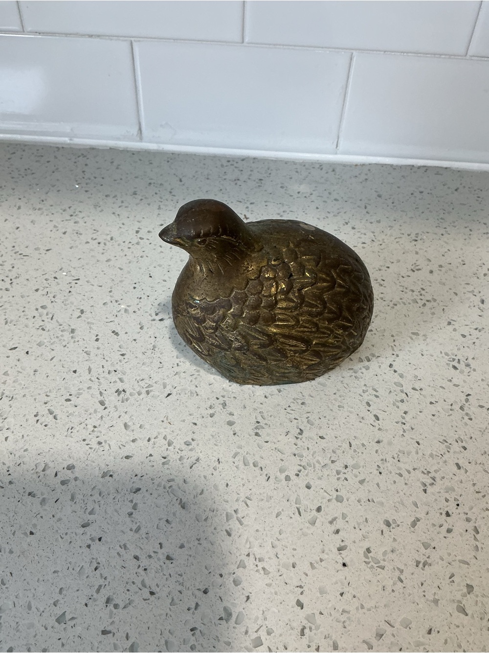 Decorative Brass Quail Figurine - Brass Finish